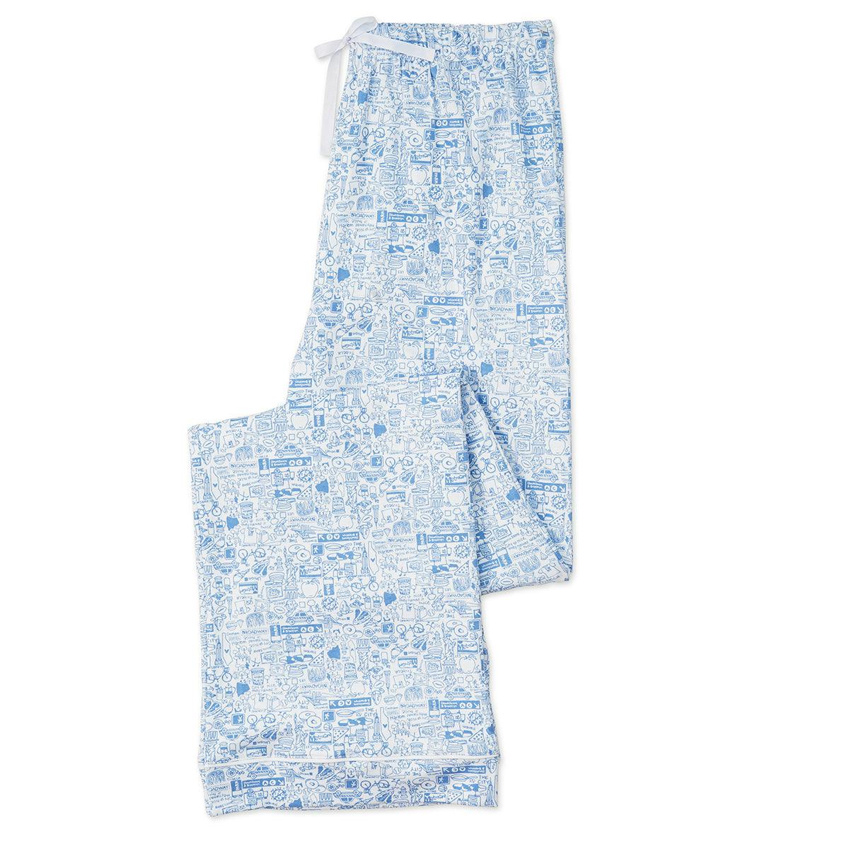 New York City Women's Button Front Long Pajama Set