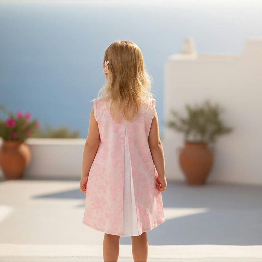 Adele Baby Dress Sleeveless, Pink Embroidery