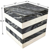 Felix 15" Contemporary Natural Marble Handmade Cube End Table