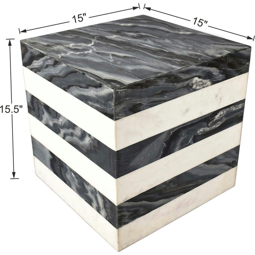 Felix 15" Contemporary Natural Marble Handmade Cube End Table