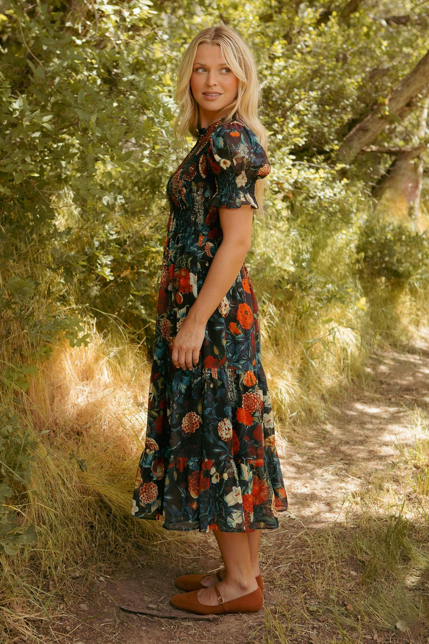 Cordelia Dress in Moody Floral