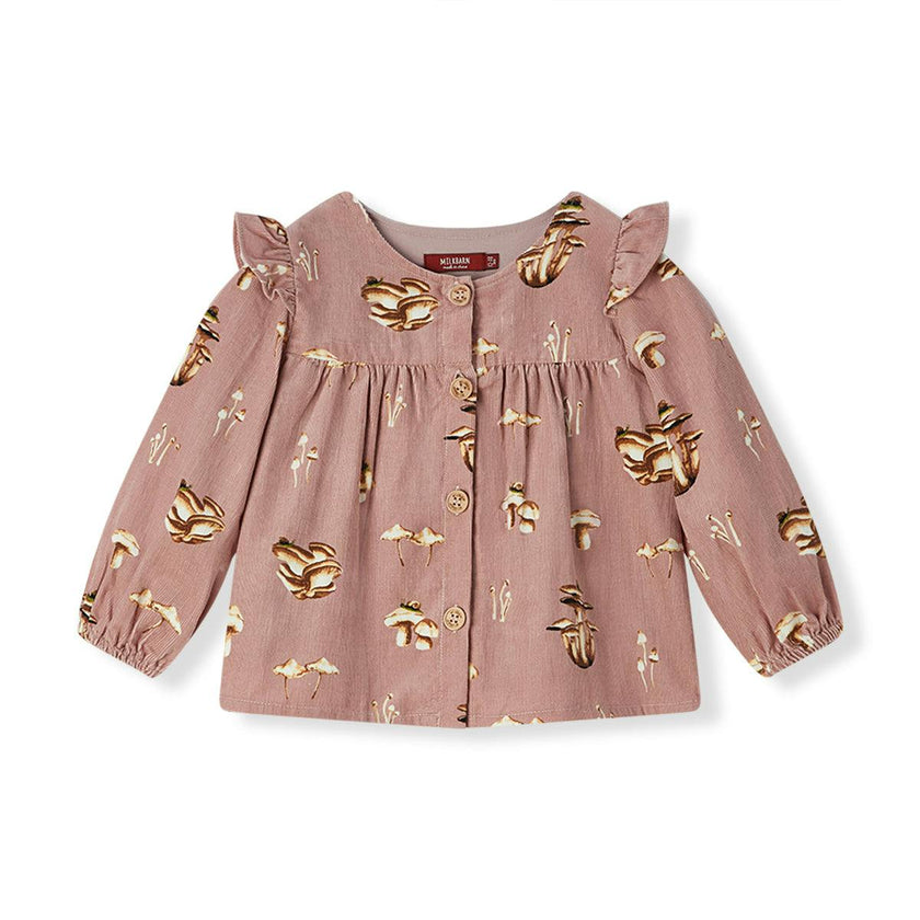 Mushroom Corduroy Long Sleeve Top