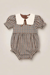 Baby Emery Romper in Chestnut Gingham