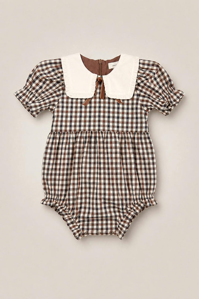 Baby Emery Romper in Chestnut Gingham