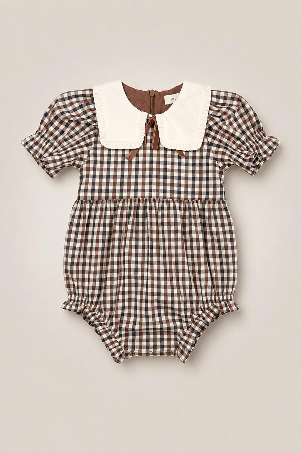 Baby Emery Romper in Chestnut Gingham