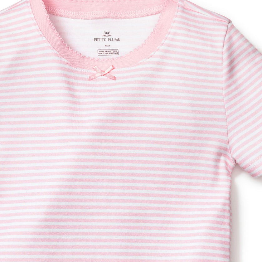 Kid's Pima Snug Fit Pajama Short Set in Pink Stripes