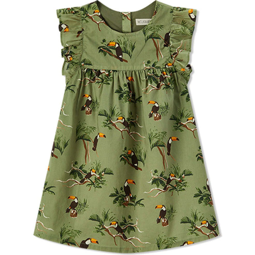 Toucan Butterfly Ruffle Dress