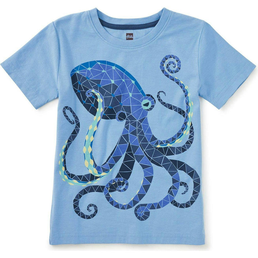 Octopus Mosaic Graphic Tee, Blue