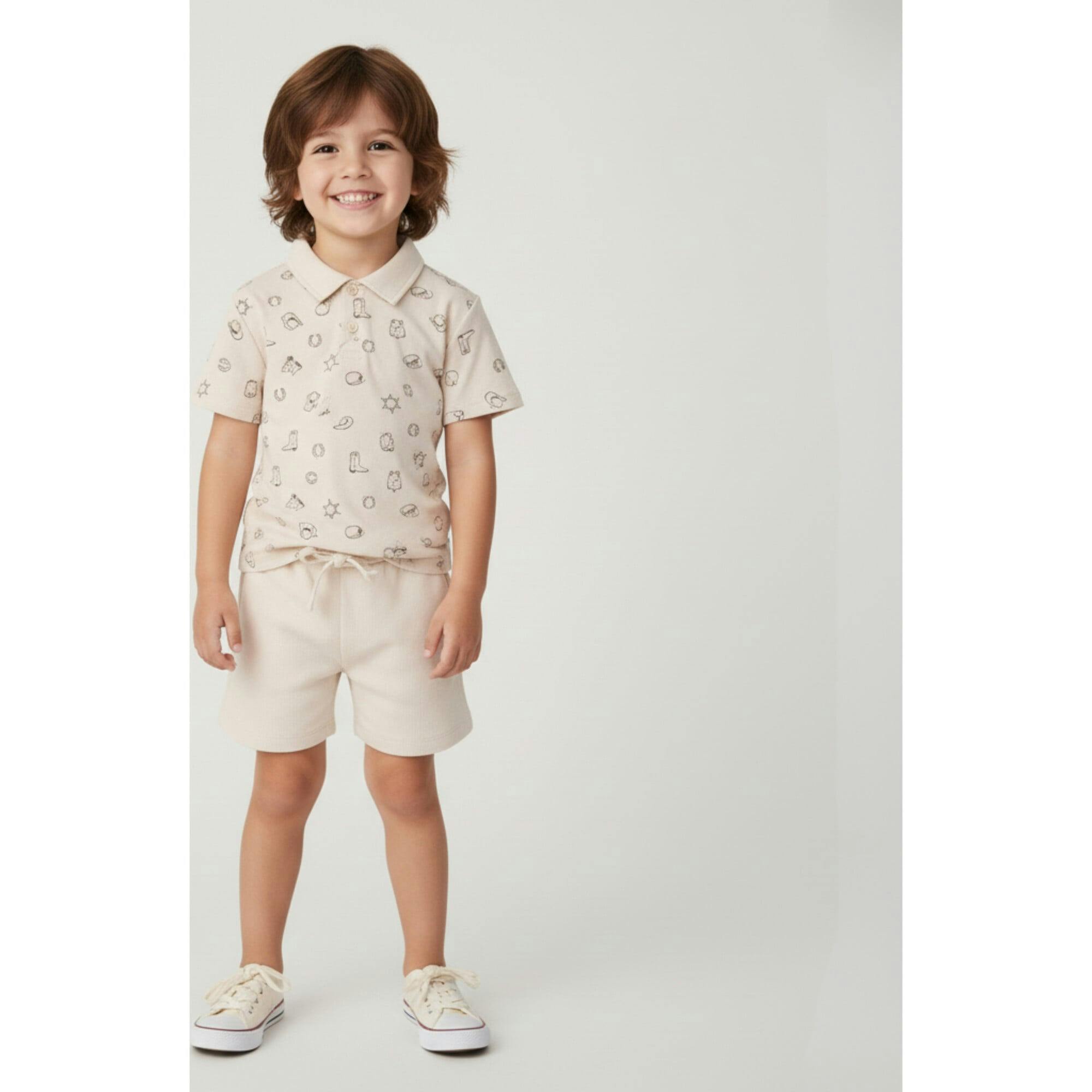 Organic Collar Tee & Shorts Set - Rodeo