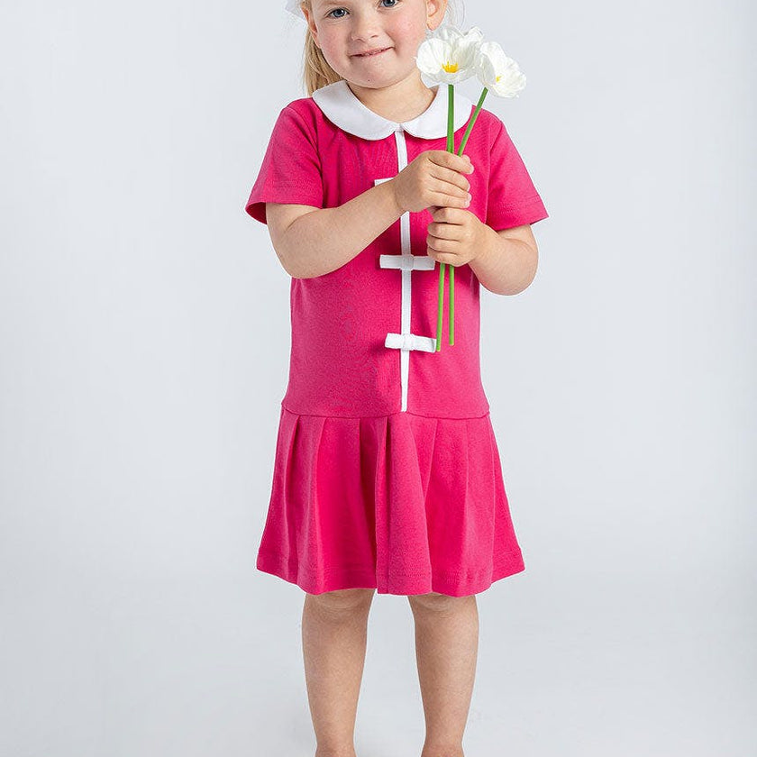 Knit Dress With Pleated Skirt And Bows