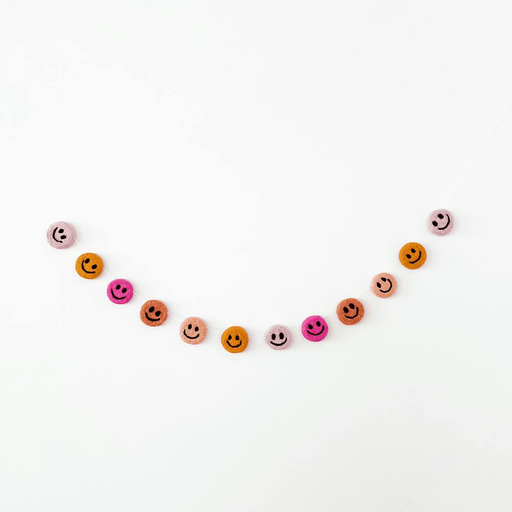 Smiley Wool Felt Wool Felt Garland