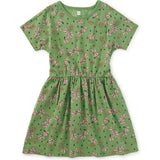 Short Sleeve Twirl Dress, Green