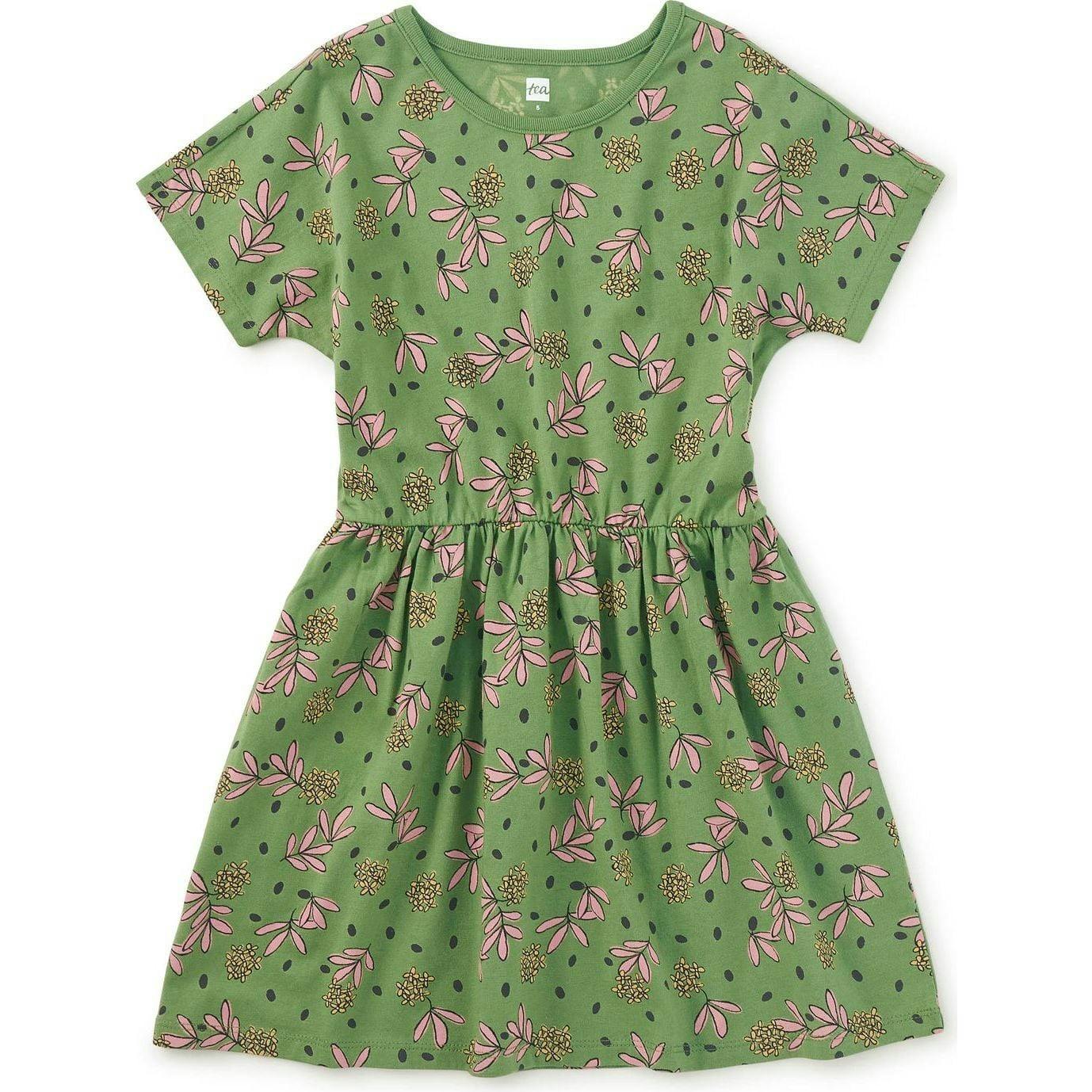Short Sleeve Twirl Dress, Green