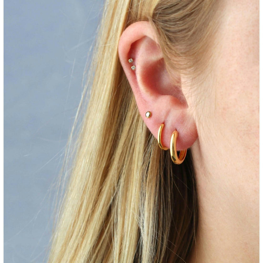 Classic Bezel Crystal Titanium Flat Back Stud Earring