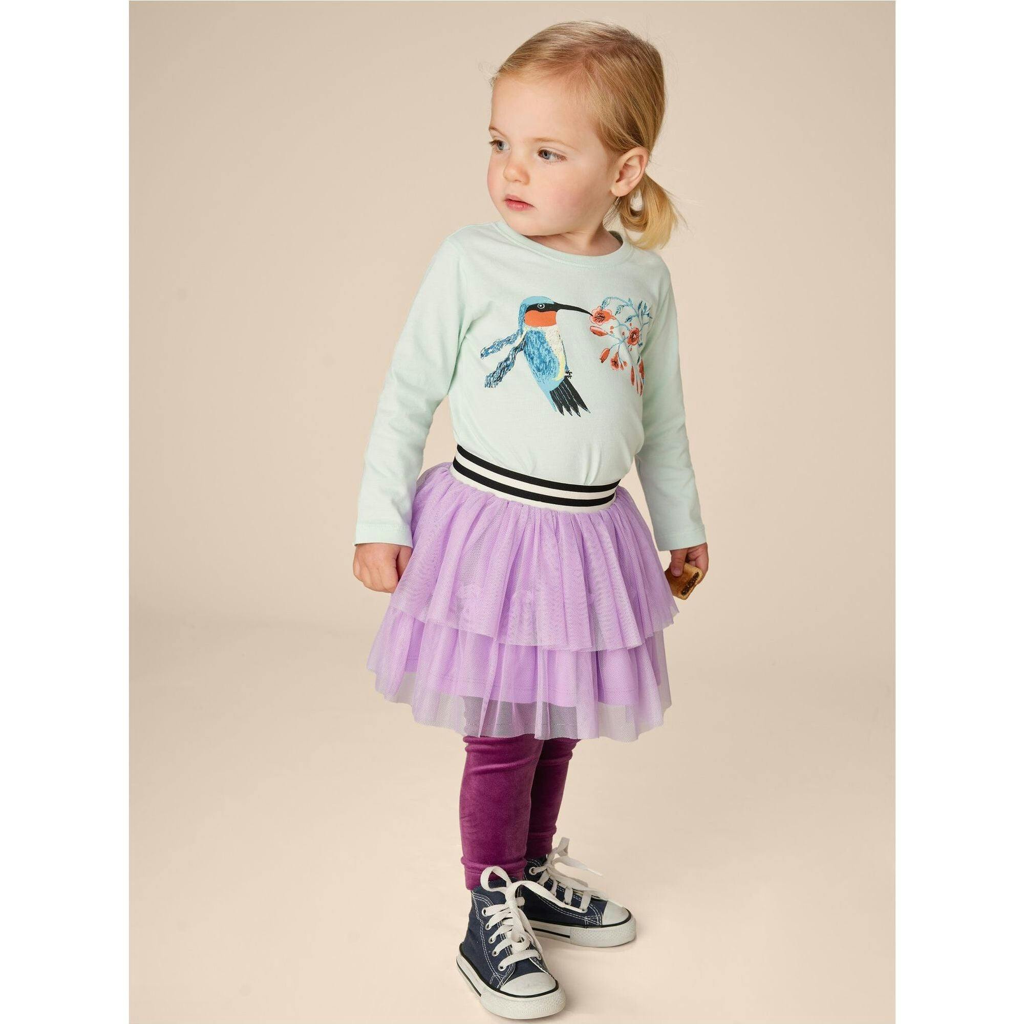 Tiered Elastic Waistband 2-Tiered Mini Tulle Skirt, Purple