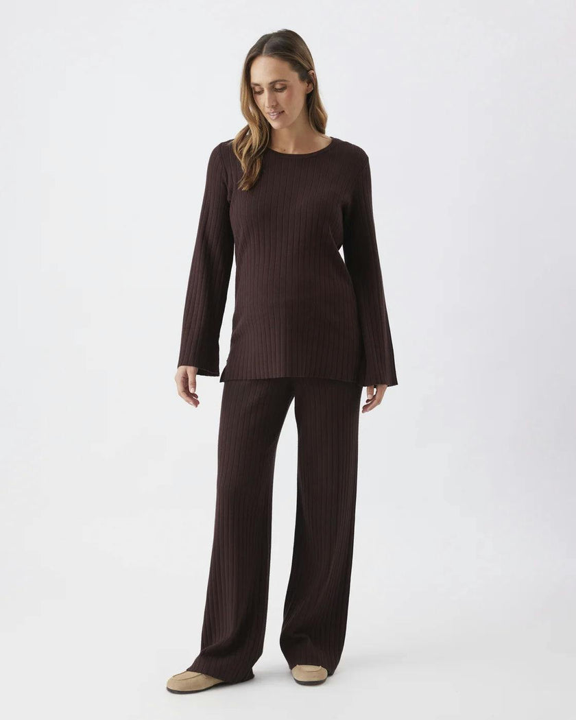 Dallas Rib Knit Nursing Top Cocoa