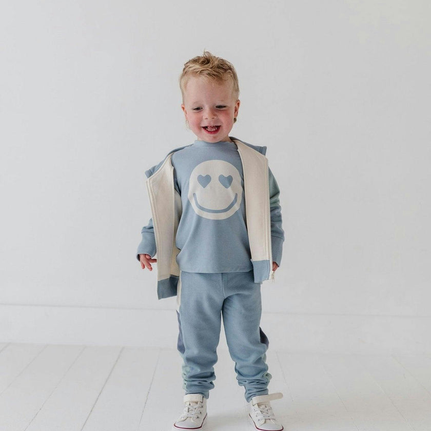 Boys Long Sleeve Track Set in Dusty Blue