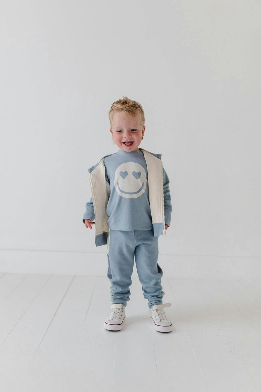 Boys Long Sleeve Track Set in Dusty Blue