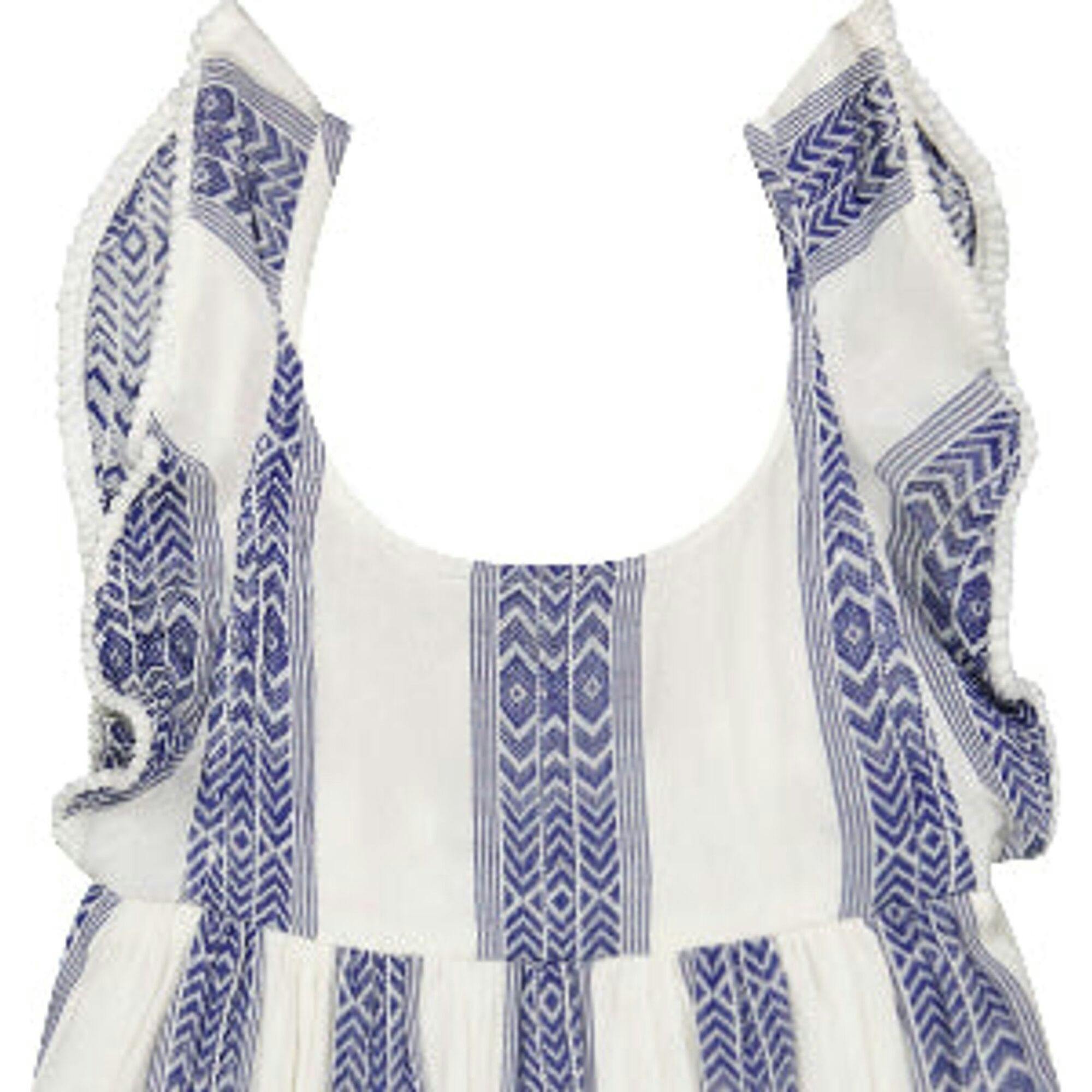 Daphne Girl's Flutter Sleeve Dress Navy Stripe, Blue