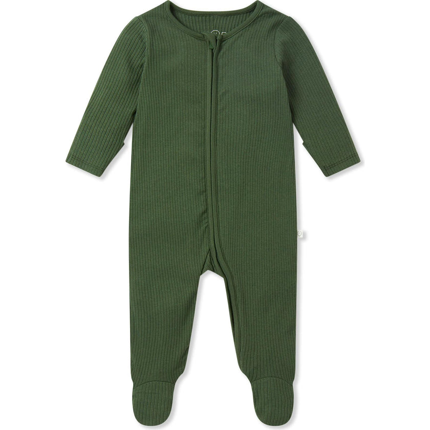 Ribbed Clever Zip Footed Baby Pajamas