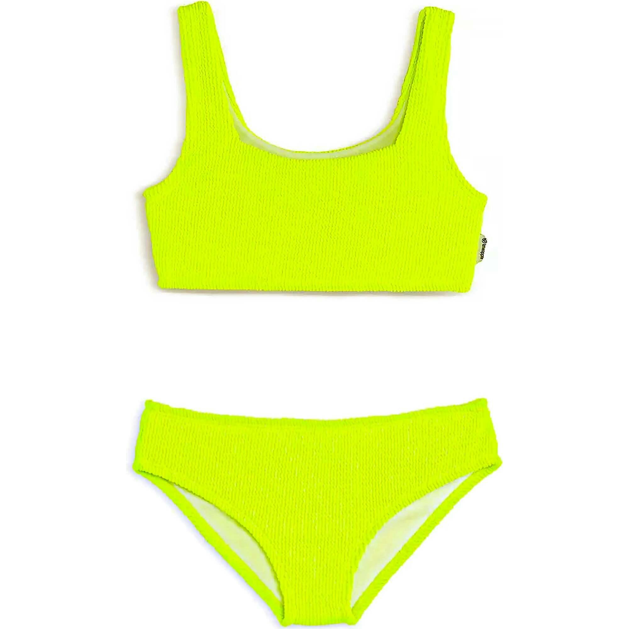 Fay Crinkle Tankini Two Piece Swimsuit - Lime