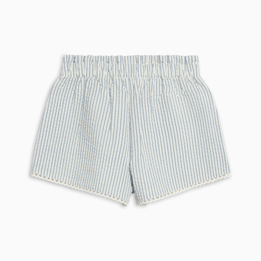 Patty Seersucker Scalloped Trim Short - Shore Stripe / Sea