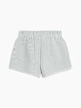 Patty Seersucker Scalloped Trim Short - Shore Stripe / Sea