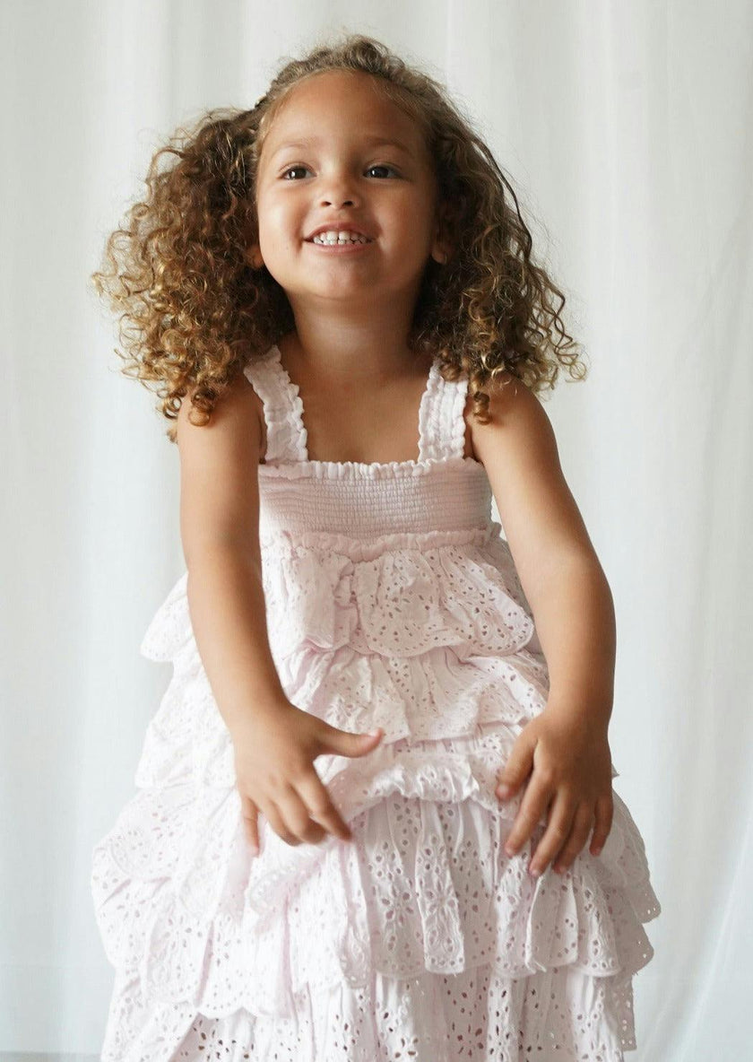 Amélie | Muslin Cotton Anglaise Dress | Seashell
