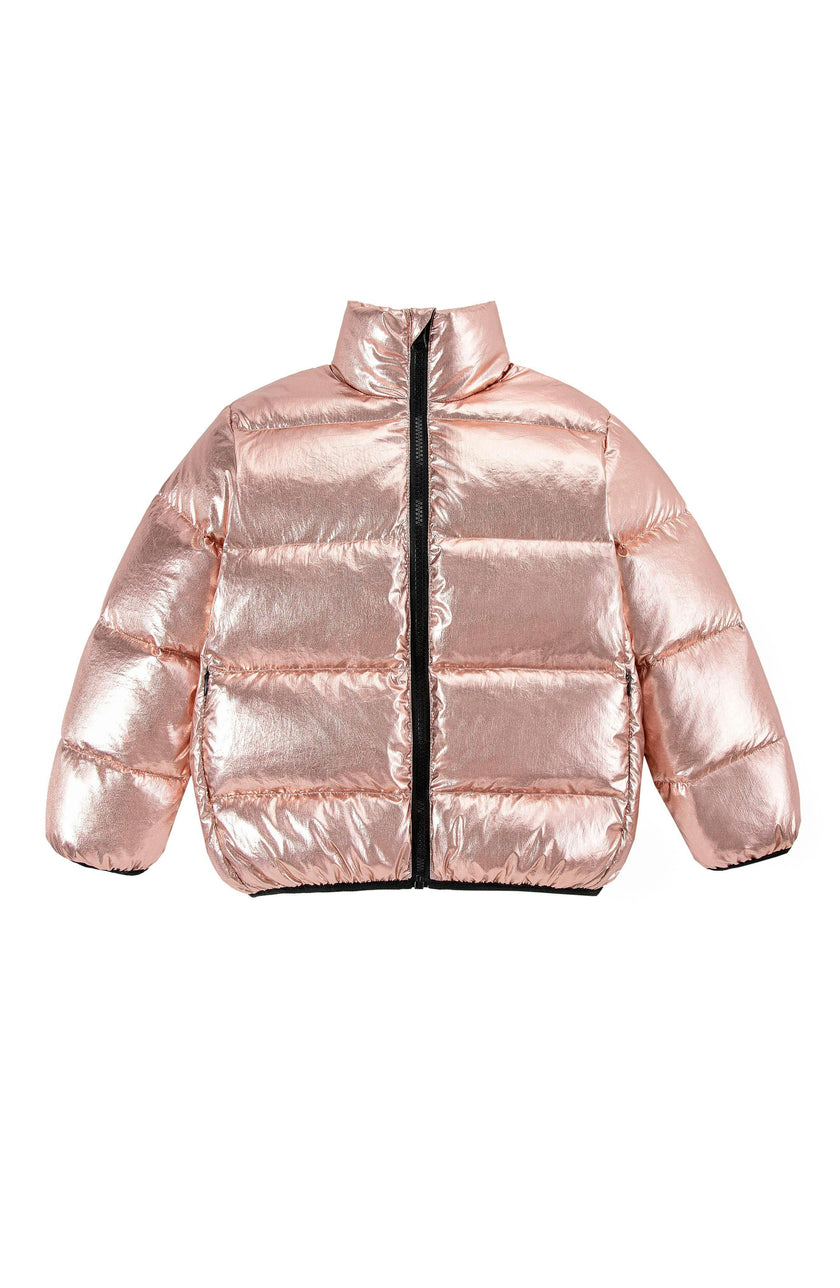 Fallon Metallic Puffer Jacket, Pink