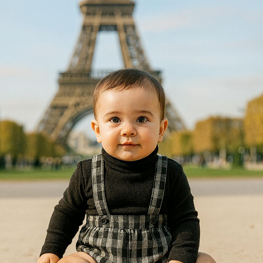 Plaid Collar Boys Overalls