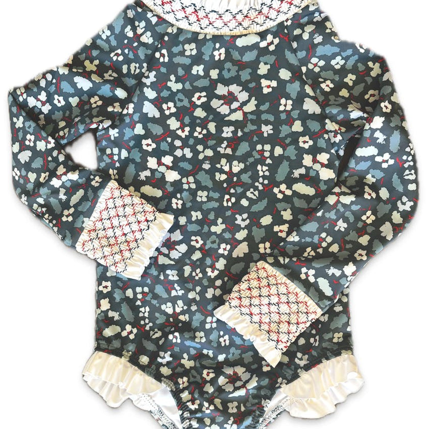 Austen Smocked Suit in Blue Darby