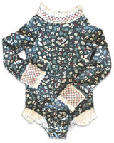 Austen Smocked Suit in Blue Darby
