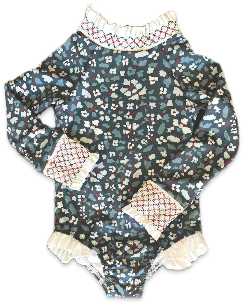 Austen Smocked Suit in Blue Darby