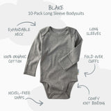 BLAKE 10-Pack Long Sleeve Bodysuit