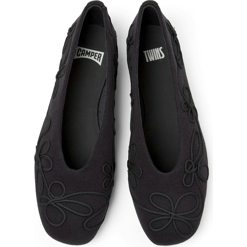 Women's Twins Textile Square Toes Ballerina Shoes