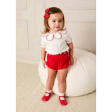 Dahlia Petal Collar Short Sleeve Two Piece Set in Red (6mths-3yrs)