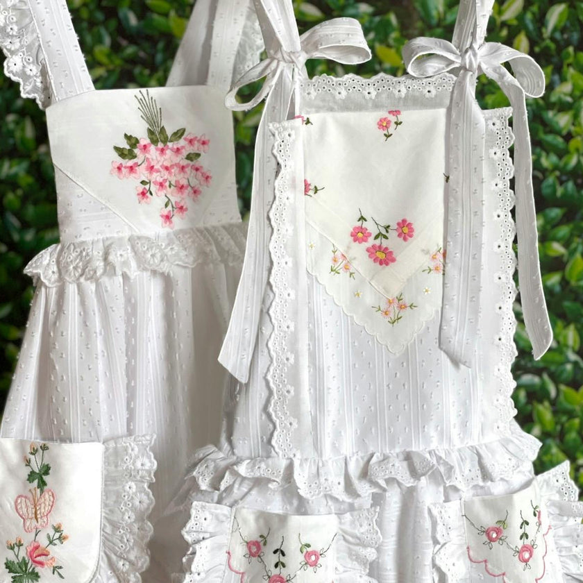 4T Drop-Waist Handkerchief Dress - Pink Daisies