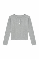 Savi Grey Lightweight Ribbed Henley