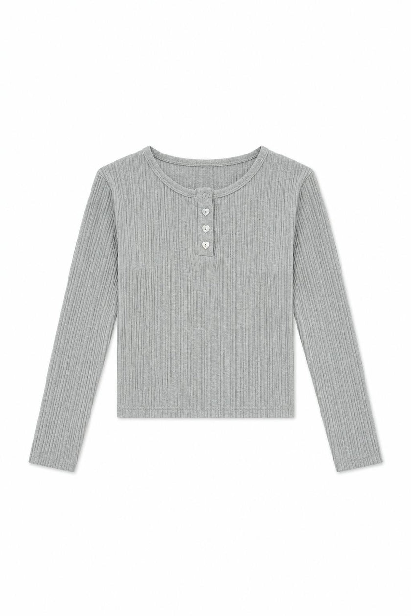 Savi Grey Lightweight Ribbed Henley