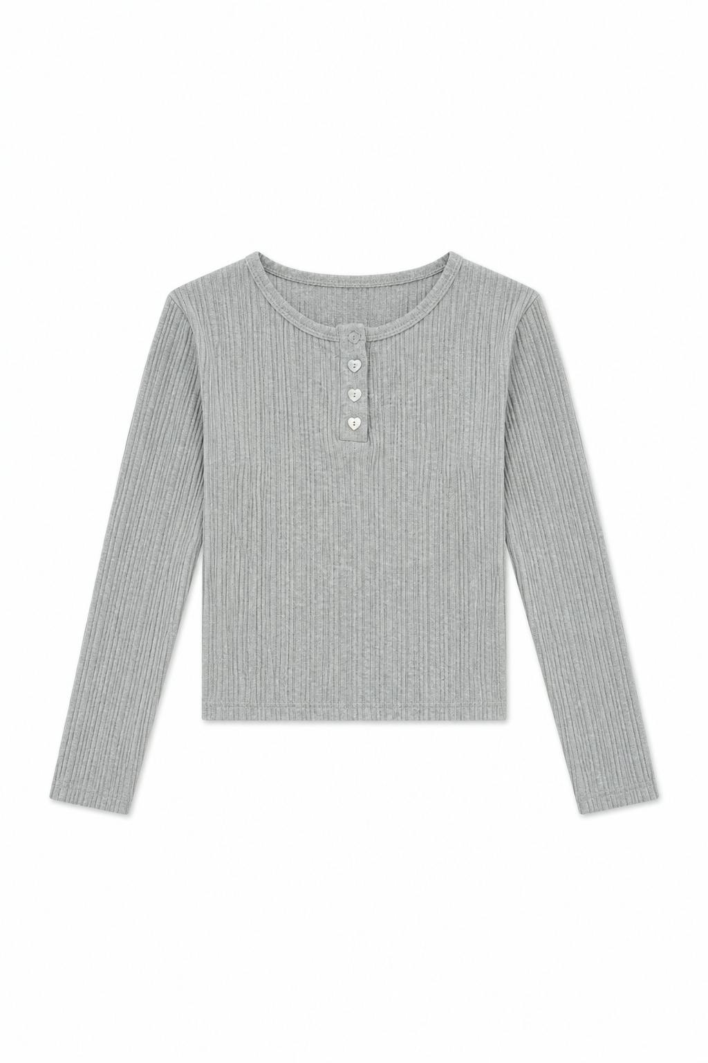 Savi Grey Lightweight Ribbed Henley