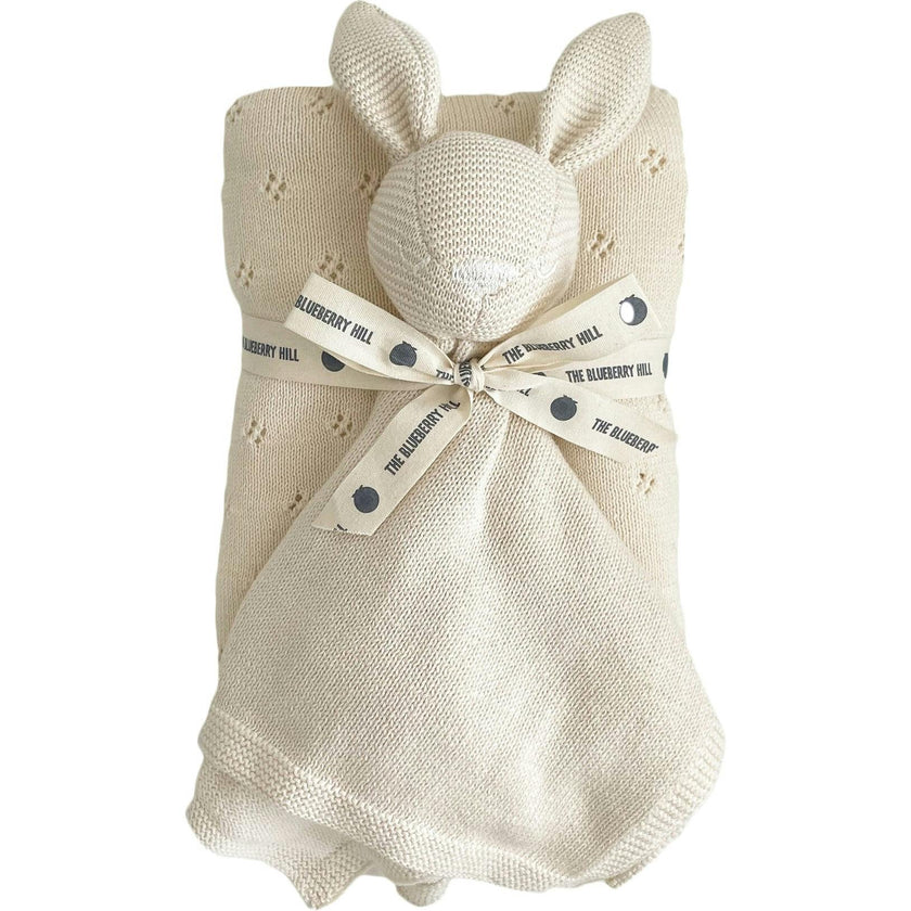 Pique Blanket and Bunny Lovey Gift Set - Light Grey