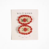 Crochet Clip Set in Rouge Bloom