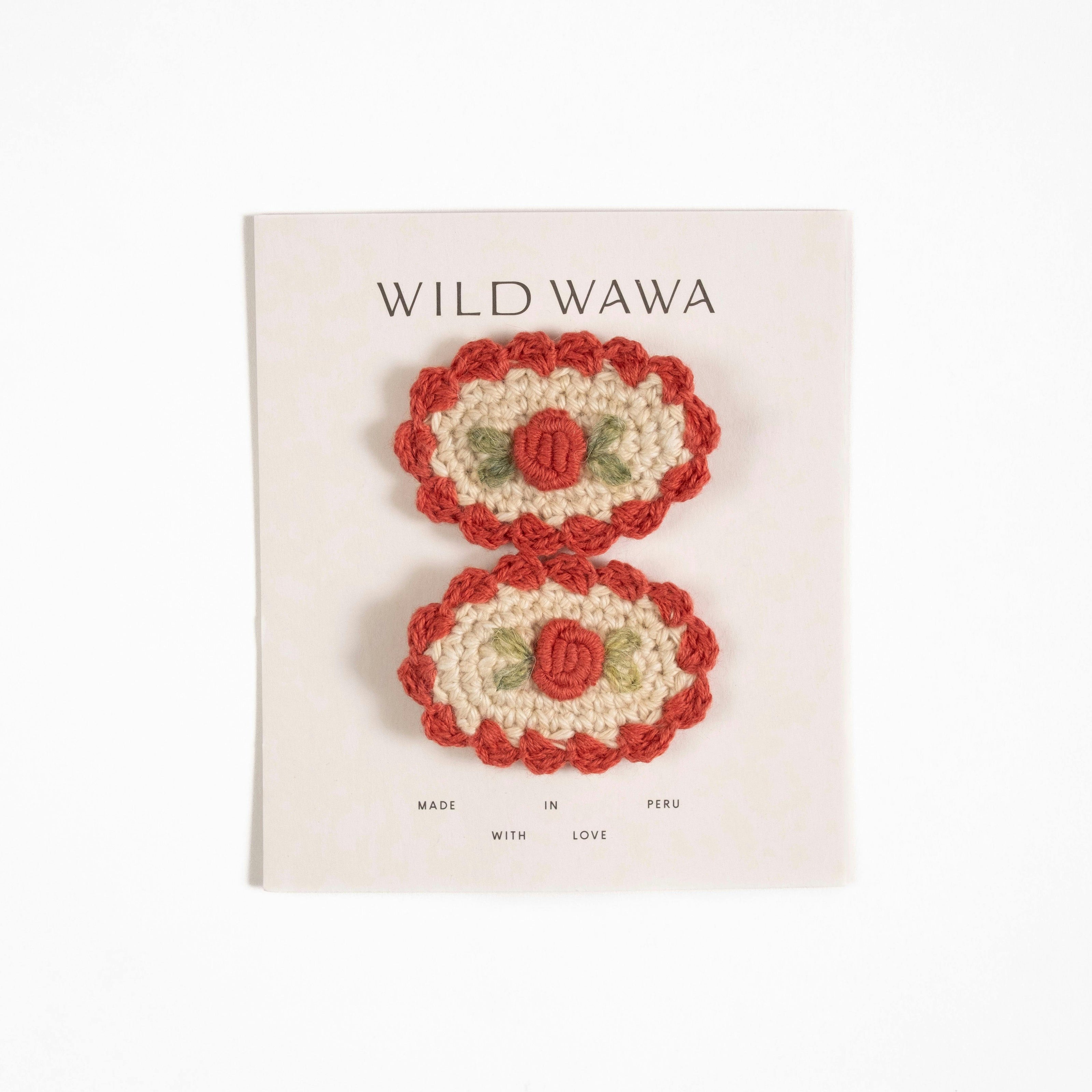Crochet Clip Set in Rouge Bloom