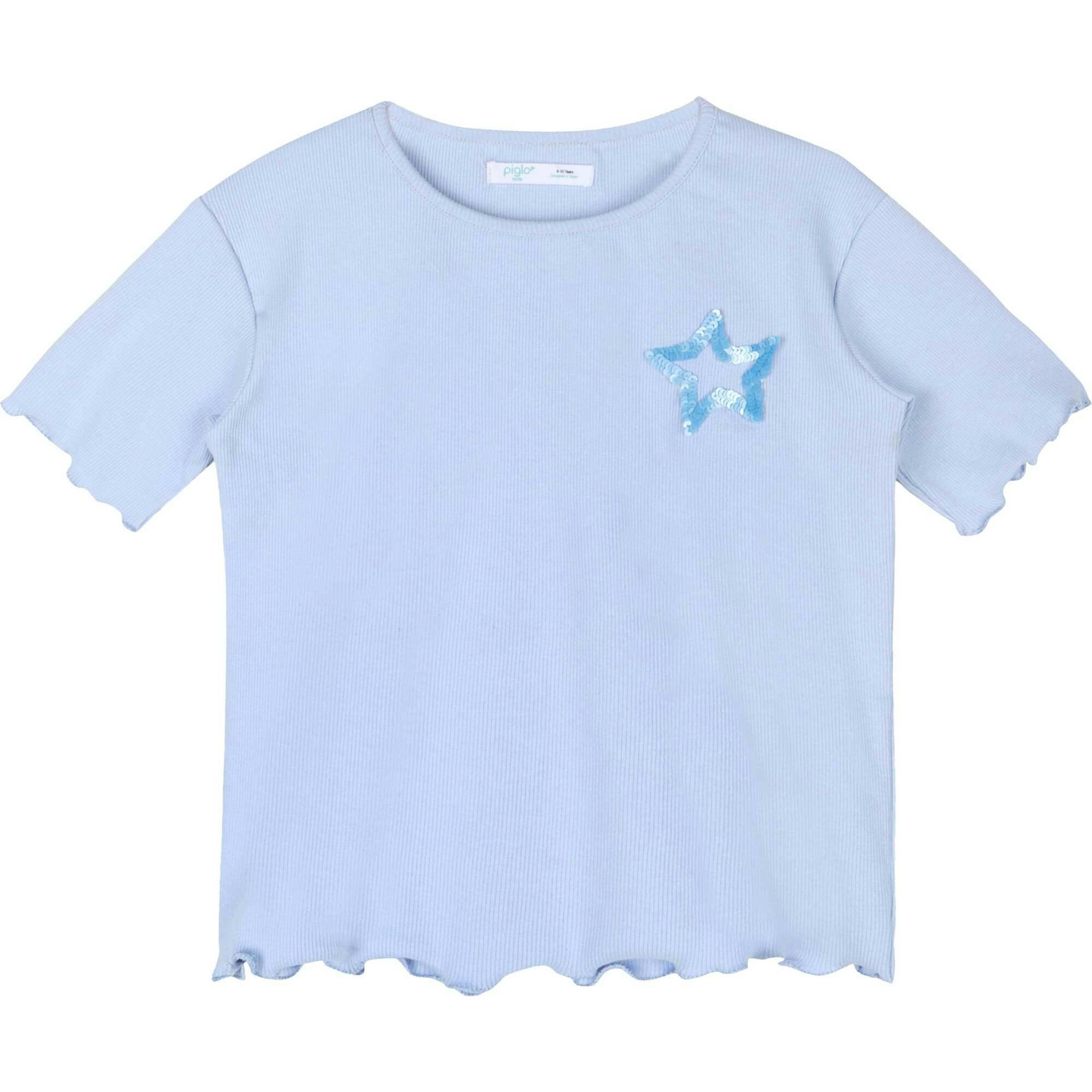 Blue Sequin Star Ribbed Top