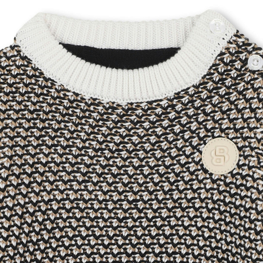Baby Boys Black, Beige & Ivory Logo Knitted Jumper