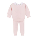 Girls Detailed Collar Knit Set Pink