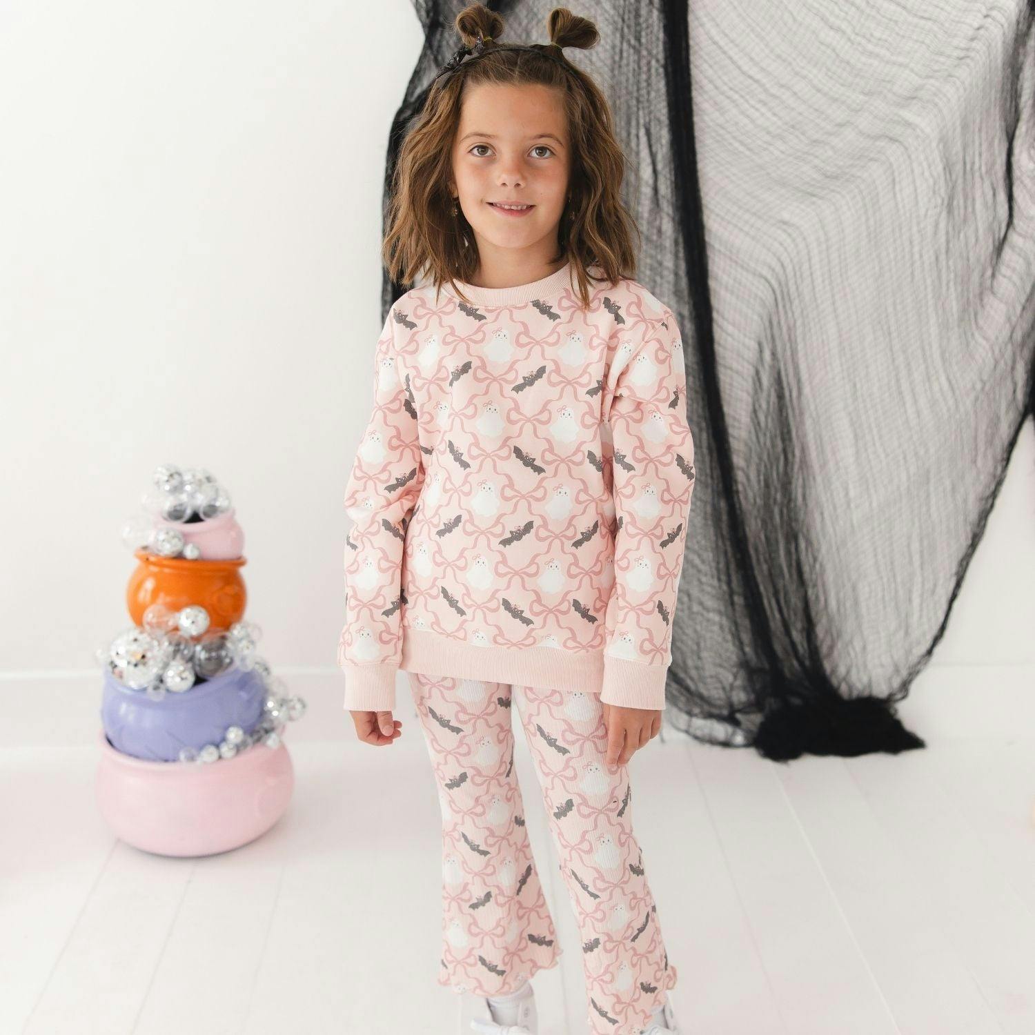 Bat And Ghost Trellis Halloween Sweatshirt