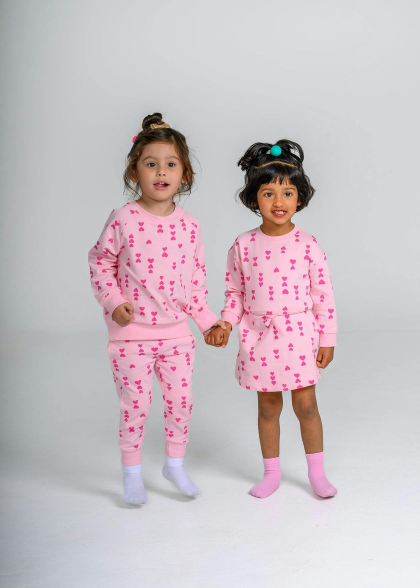 Valentine Pink Hearts Sweatshirt Dress