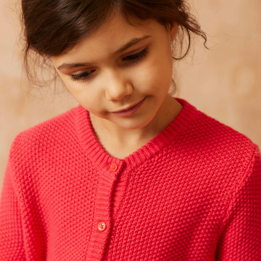 Moss Stitch Jacket | Raspberry