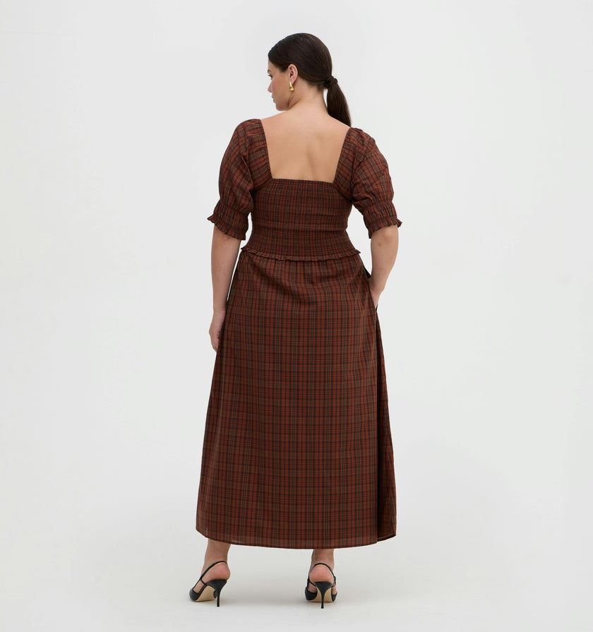 The Malene Nap Dress - Chestnut Plaid